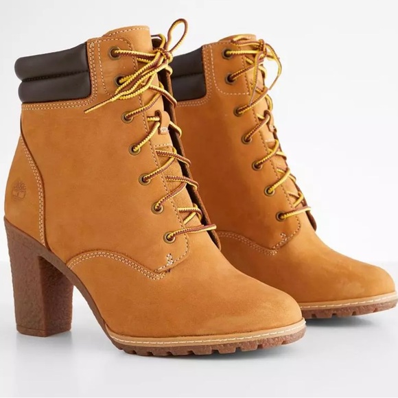 TIMBERLAKE Tillston Leather Heeled Lace-Up Boots Color Wheat Nubuck Size 8 - Picture 2 of 16